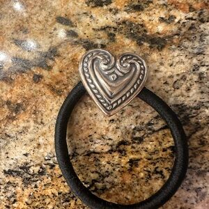 Brighton Silver Heart Hair Tie